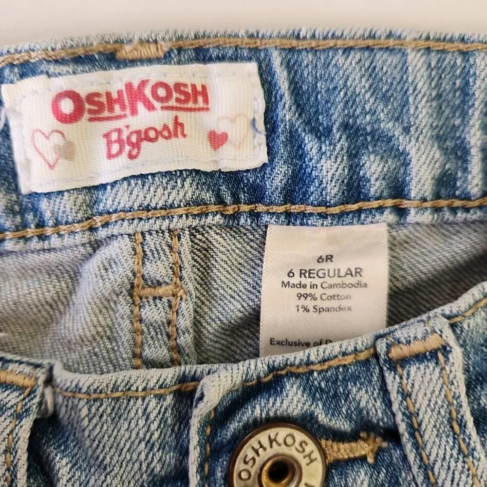 OshKosh girls size 6 Capri cropped frayed hem light blue jeans